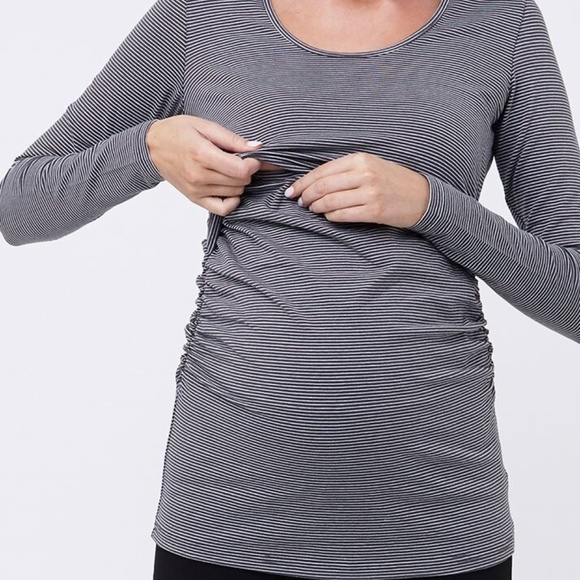 Ripe Maternity Mini Stripe Nursing Tube Tee - Picture 1 of 1